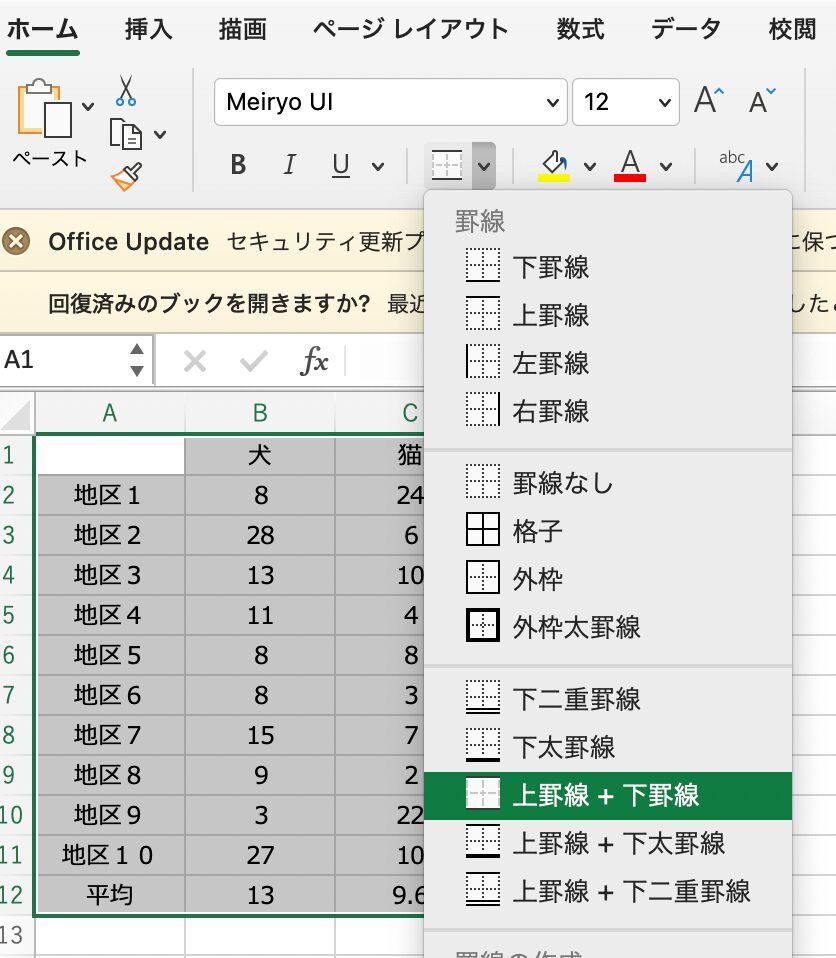 エクセルで論文用の図表を作成する方法〜表 version〜 | My Statistics Blog